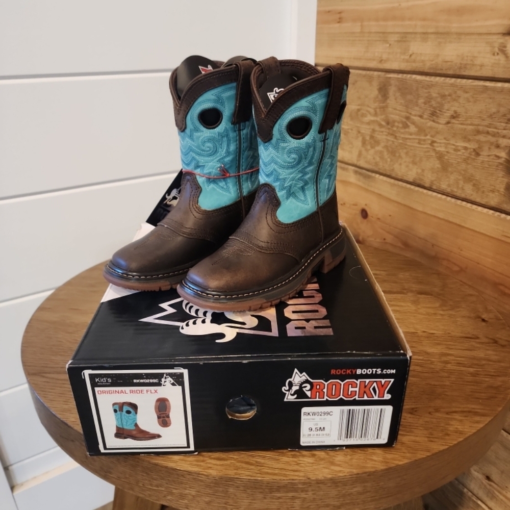 Rocky Kids Boots Brown and Blue Original Ride FLX